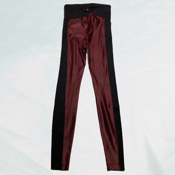 Koral "Breaker" High Waisted Ankle Leggings Wine and Black - Picture 4 of 10